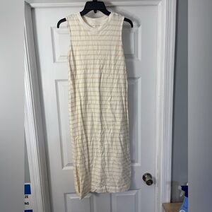 Everlane Cream Striped Midi Dress